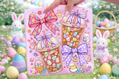 Coquette Bow Easter PNG, Coffee Cups Easter PNG Product Image 3