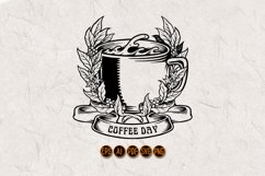 Coffee Day Vintage Badge Glass Ribbon Silhouette Product Image 1