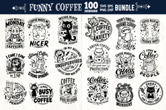 Funny coffee quotes Bundle 100 designs SVG, Funny animals Product Image 3