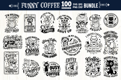 Funny coffee quotes Bundle 100 designs SVG, Funny animals Product Image 5