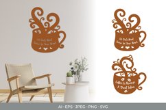 Coffee Quotes on Cups with Curly Wisps of Steam Set Product Image 1