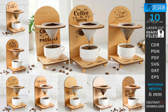 Wooden Coffee Drip Stands Laser Cut Bundle | Glowforge Files Product Image 1