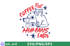Cat Coffee Funny Hand-drawn PNG SVG Design Product Image 1