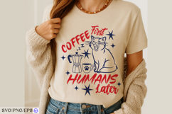 Cat Coffee Funny Hand-drawn PNG SVG Design Product Image 4