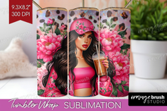 Floral Girl Tumbler Wrap - Coffee Lover Tumbler PNG Product Image 1