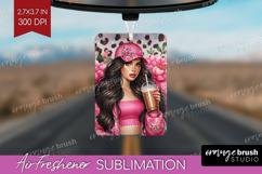 Floral Girl Air Freshener PNG - Coffee Lover PNG Sublimation Product Image 1