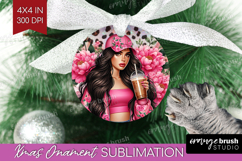 Floral Girl Ornament PNG - Coffee Lover PNG Sublimation Product Image 1