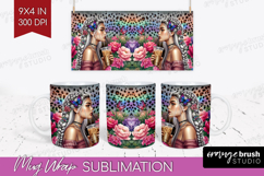 Floral Girl Mug Wrap - Coffee Lover Mug PNG Sublimation Product Image 1