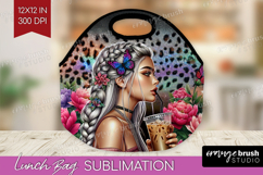 Floral Girl Lunch Bag - Coffee Lover Lunch Bug PNG Product Image 1