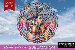Floral Girl Wind Spinner Sublimation PNG - Coffee Lover Product Image 1