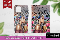 Floral Girl Phone Case PNG - Coffee Lover Case PNG Product Image 1
