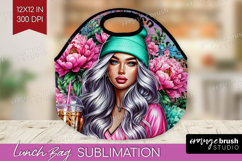 Floral Girl Lunch Bag - Coffee Lover Lunch Bug PNG Product Image 1