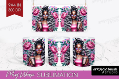 Floral Girl Mug Wrap - Coffee Lover Mug PNG Sublimation Product Image 1