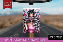 Floral Girl Air Freshener PNG - Coffee Lover PNG Sublimation Product Image 1