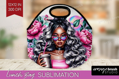 Floral Girl Lunch Bag - Coffee Lover Lunch Bug PNG Product Image 1