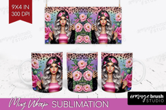 Floral Girl Mug Wrap - Coffee Lover Mug PNG Sublimation Product Image 1