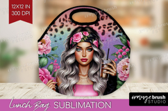 Floral Girl Lunch Bag - Coffee Lover Lunch Bug PNG Product Image 1