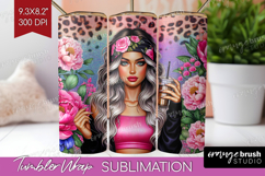 Floral Girl Tumbler Wrap - Coffee Lover Tumbler PNG Product Image 1