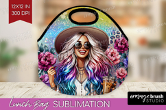 Floral Girl Lunch Bag - Coffee Lover Lunch Bug PNG Product Image 1