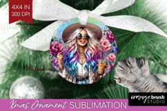 Floral Girl Ornament PNG - Coffee Lover PNG Sublimation Product Image 1