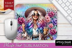 Floral Girl Mouse Pad Sublimation - Coffee Lover Mousepad Product Image 1