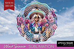 Floral Girl Wind Spinner Sublimation PNG - Coffee Lover Product Image 1