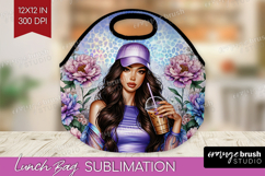 Floral Girl Lunch Bag - Coffee Lover Lunch Bug PNG Product Image 1