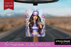Floral Girl Air Freshener PNG - Coffee Lover PNG Sublimation Product Image 1