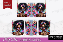 Floral Girl Mug Wrap - Coffee Lover Mug PNG Sublimation Product Image 1