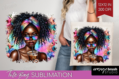 Floral Girl Tote Bag - Coffee Lover Tote Bag PNG Sublimation Product Image 1