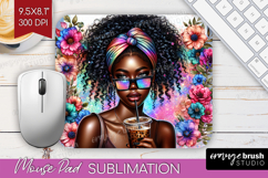 Floral Girl Mouse Pad Sublimation - Coffee Lover Mousepad Product Image 1