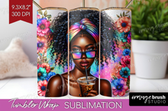 Floral Girl Tumbler Wrap - Coffee Lover Tumbler PNG Product Image 1