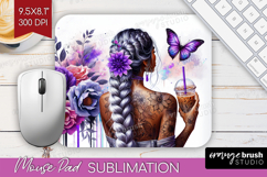 Floral Girl Mouse Pad Sublimation - Coffee Lover Mousepad Product Image 1