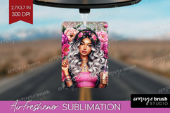 Floral Girl Air Freshener PNG - Coffee Lover PNG Sublimation Product Image 1