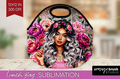 Floral Girl Lunch Bag - Coffee Lover Lunch Bug PNG Product Image 1