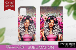 Floral Girl Phone Case PNG - Coffee Lover Case PNG Product Image 1