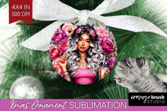 Floral Girl Ornament PNG - Coffee Lover PNG Sublimation Product Image 1