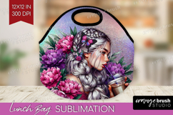 Floral Girl Lunch Bag - Coffee Lover Lunch Bug PNG Product Image 1