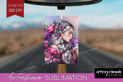 Floral Girl Air Freshener PNG - Coffee Lover PNG Sublimation Product Image 1