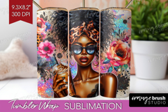 Floral Girl Tumbler Wrap - Coffee Lover Tumbler PNG Product Image 1