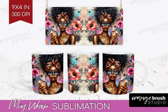 Floral Girl Mug Wrap - Coffee Lover Mug PNG Sublimation Product Image 1
