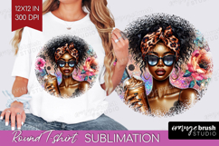 Floral Girl Round Tshirt Background - Coffee Lover PNG Product Image 1