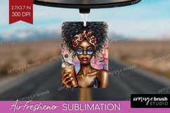 Floral Girl Air Freshener PNG - Coffee Lover PNG Sublimation Product Image 1