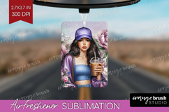 Floral Girl Air Freshener PNG - Coffee Lover PNG Sublimation Product Image 1