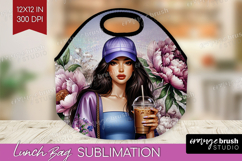Floral Girl Lunch Bag - Coffee Lover Lunch Bug PNG Product Image 1