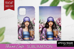 Floral Girl Phone Case PNG - Coffee Lover Case PNG Product Image 1