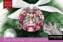Floral Girl Ornament PNG - Coffee Lover PNG Sublimation Product Image 1