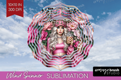 Floral Girl Wind Spinner Sublimation PNG - Coffee Lover Product Image 1