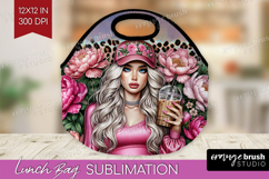 Floral Girl Lunch Bag - Coffee Lover Lunch Bug PNG Product Image 1