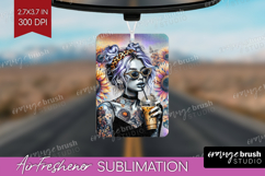 Floral Girl Air Freshener PNG - Coffee Lover PNG Sublimation Product Image 1